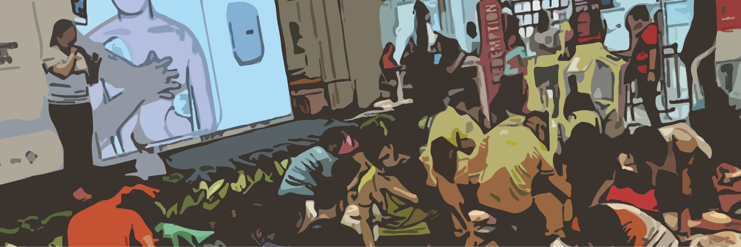 Illustration of a group of learners practicing CPR on mannequins, guided by a facilitator, with a medical diagram in the background.